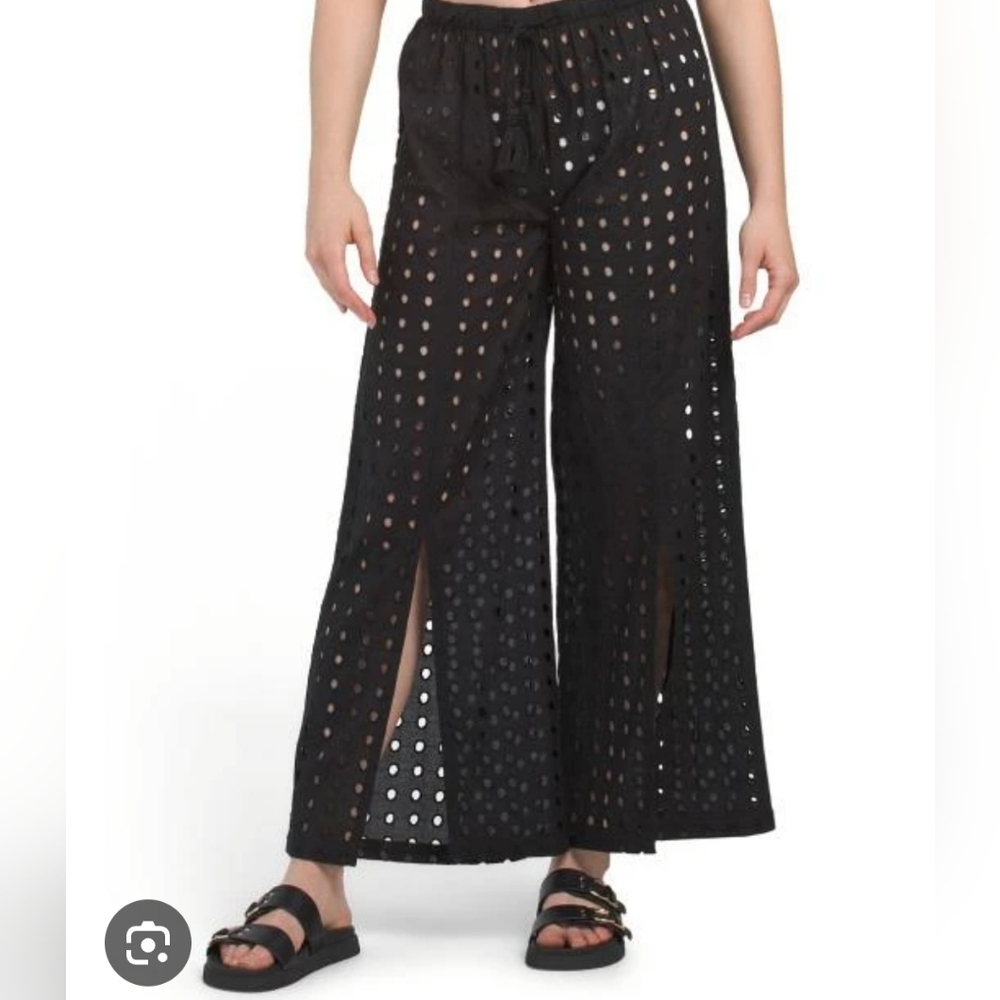 TRUE DESTINATION Large EYELET beach pants.The journey is the destination size L